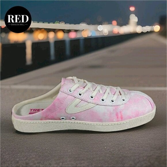Tretorn Lace up Sneaker Mules Easy Nylite Canvas Pink White Dye - Women's Size 9 - Picture 8 of 15